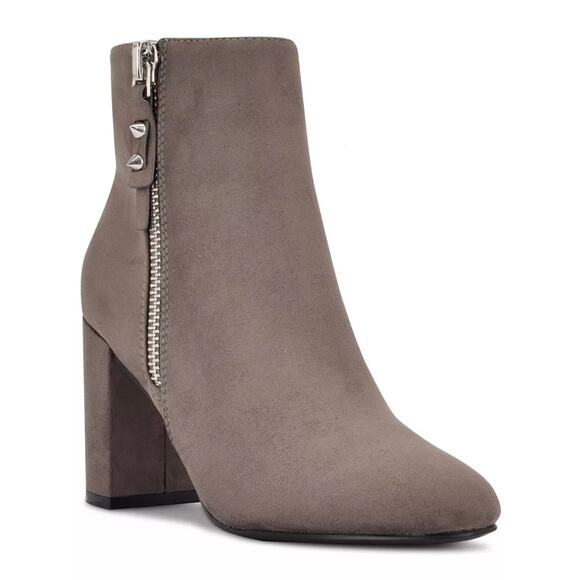 NINE WEST FAUX SUEDE BLOCK HEEL ANKLE BOOTS IN GRAY NWOB‎ WOMEN'S SIZE 10M - Picture 1 of 13